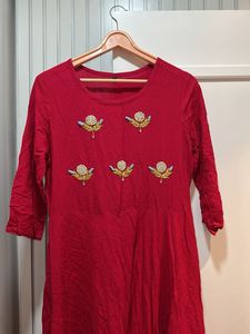 Red Embroidered Heavy Gown Dress