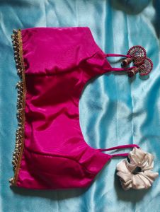pink blouse with lace padded