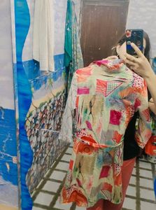 Unique Printed Shirt Dress with Belt