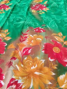 Green Printed Saree With Blouse 🎀🎉