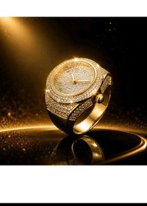 Gold-Tone Diamond Ring Watch