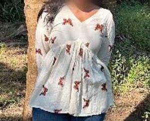 Embroidered White Kurti