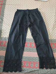 Black Lace Trimmed Palazzo Pants
