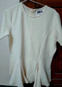 👚 SASSAFRAS Off-White Flared Casual Top