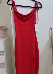 Urbanic Stunning Cowl Neck Red Slip Dress