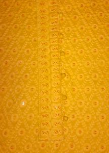 ✨ Mustard Yellow Chikankari work Cotton Kurti.