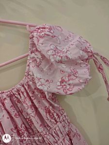 Pink Floral Puff Sleeves Mini dress