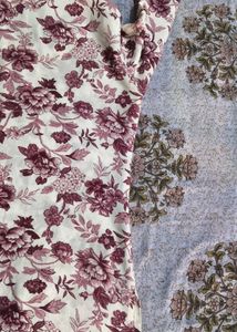 Floral Print Kurta with Embellished Neckline