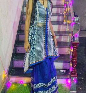 Blue Top And Sharara Pant