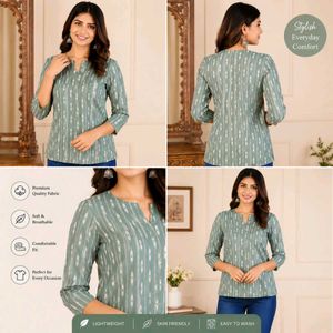 Stylish Green Printed Kurta Top
