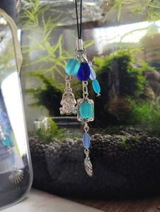 Boho Blue Beaded Charm Keychain