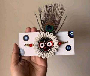 Unique Rakhi with Peacock Feather & Evil Eye