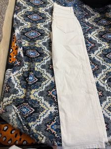 Cream Wide Leg Jeans