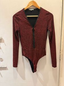 Elegant Sparkling Zipper Bodysuit