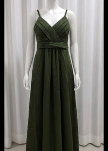 olive green long bridesmaid dress