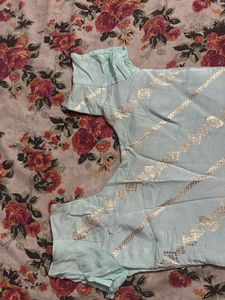 Light Blue Kurta with Gold Print