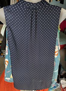 Navy Blue Polka Dot Sleeveless Top