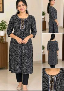 Blue Floral Print Kurta