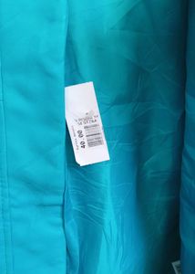 Blue Leather Bomber Jacket