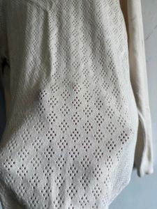 Chic Cream Eyelet Knit Sweater