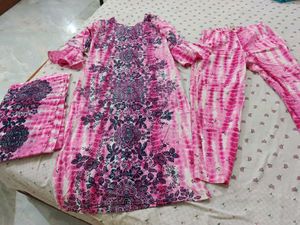 Beautiful Pink Printed Kurta Set with Dupatta