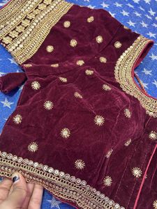 Maroon Velvet Embellished Blouse