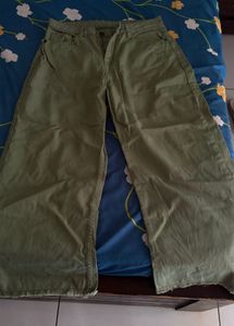 Olive Green Wide Leg Jeans