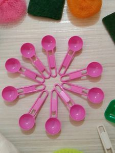 Combo Of Scrubbers And Plastic Spoons
