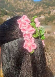 Crocheted Flower Hair Clip
