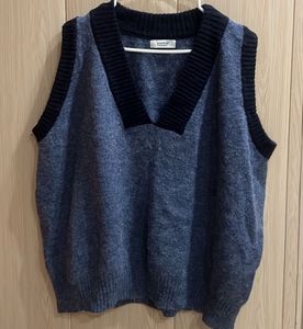 Korean Blue Knit Sweater Vest