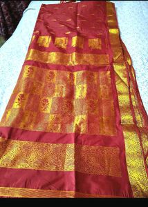 Elegant Red &amp; Gold Silk Saree