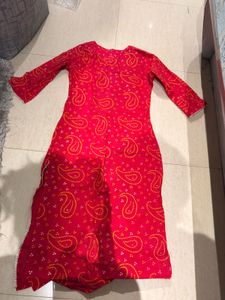 Red Paisley Print Kurta
