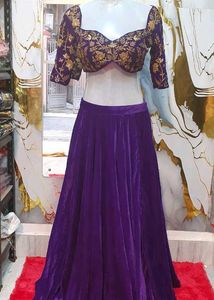 Stunning Purple Velvet Lehenga Choli