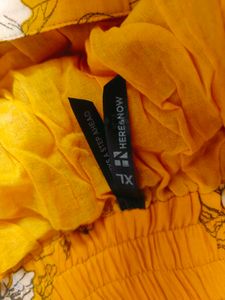 Mustard Yellow Floral Print A-Line Ski