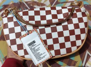 Iykyk Classy Brown Chequered Sling &amp; Crossbody Bag