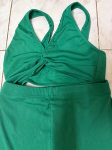 Green Twist Front Cut-Out Dress
