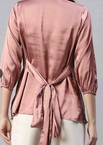 Satin Pleated pink Top