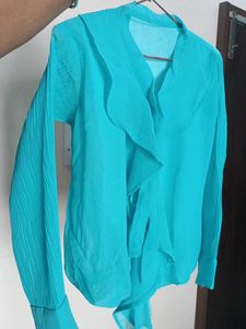 Elegant Teal Ruffle Blouse