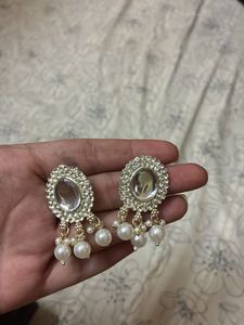 set of 2- Elegant Pearl and Stone Choker Necklace