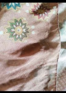 peach saree with fall &amp; Blouse.