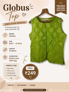 Globus Green Printed Sleeveless Top