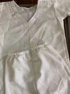White Embellished Kurta Pajama Set