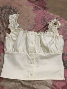 Cream Ruffle Off-Shoulder Blouse