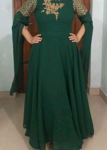 Elegant Emerald Green Ethnic Gown