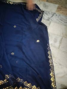 Navy Blue Georgette Saree