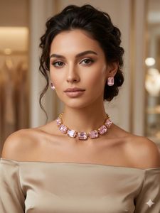 New Stunning Pink Gemstone Jewelry Set