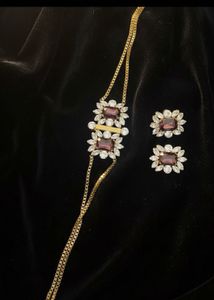 Elegant Gold Plated Necklace and Earrings Set