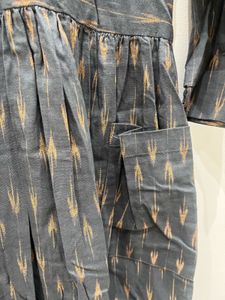 Elegant Grey Ikat Print Kurta - New