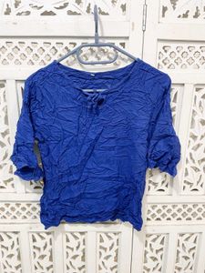 💝Vibrant Blue Crinkle Top F