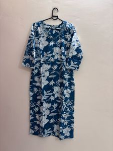 Blue Floral Print Kurta Set with Dupatta